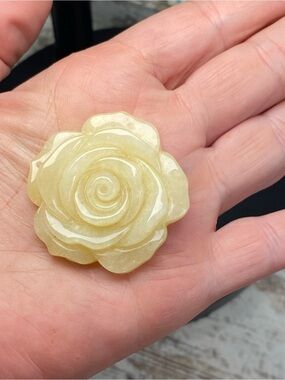 Yellow Fluorite. Rose Carved Pendant - Women Jewelry